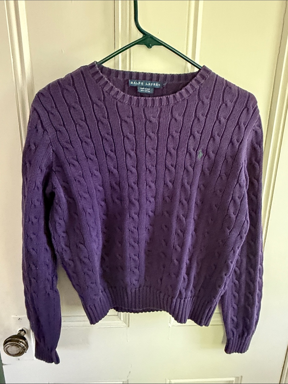 Ralph Lauren Purple Cable-Knit Crewneck Sweater - Picture 3 of 6